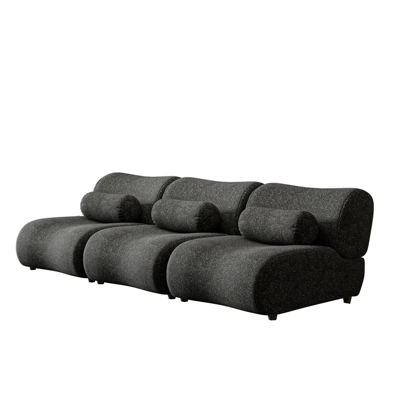 Contemporary Modular 3 Seat Sectional With Deep Seating, Soft Backrest