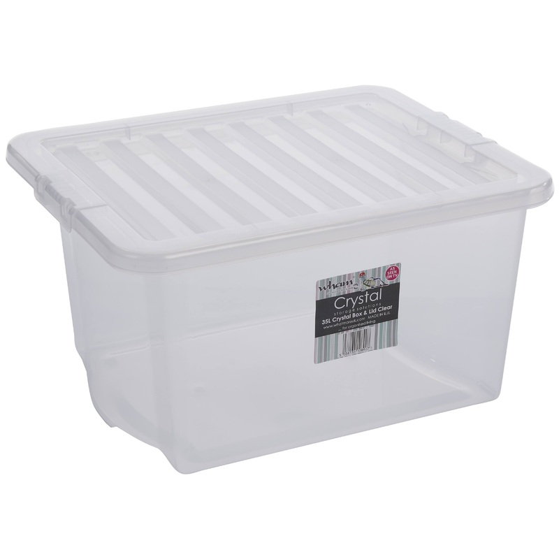 Wham Crystal Plastic Storage Box Lid 35Ltr Clear