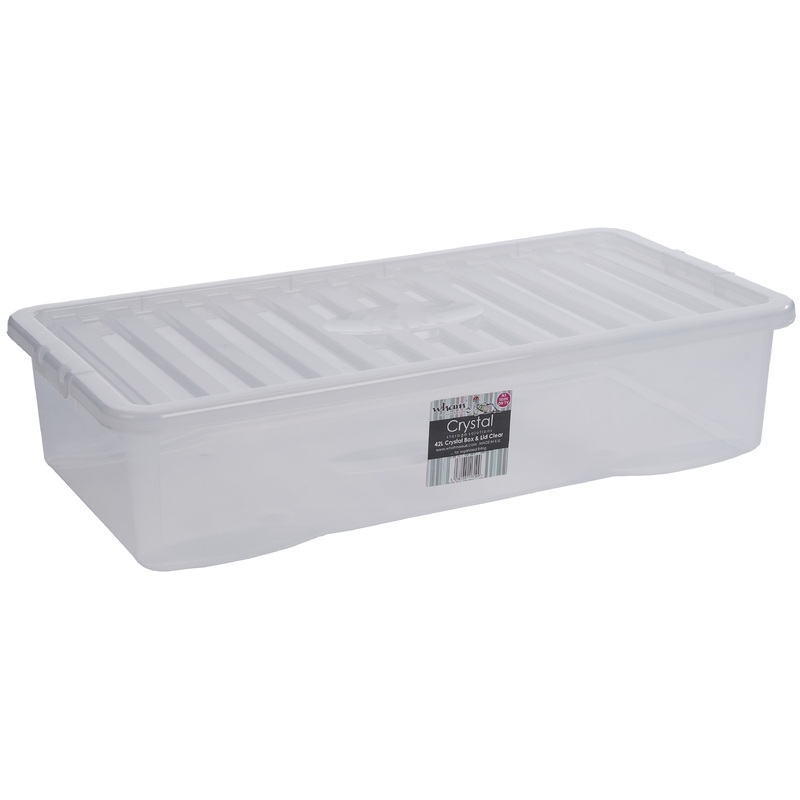 Wham Crystal Under Bed Plastic Storage Box 42Ltr Clear