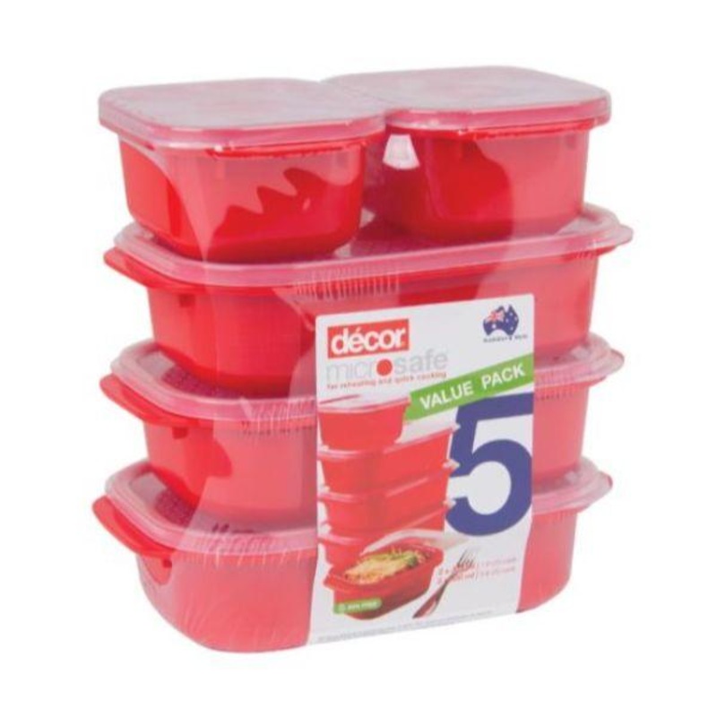 Decor Microsafe Obl 5 Piece Set Red