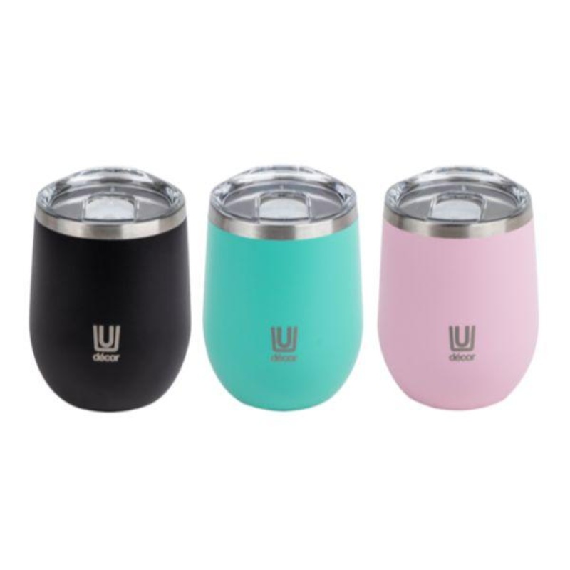Decor SSteel Ins Wine & Coffee Cup 350ml Ast