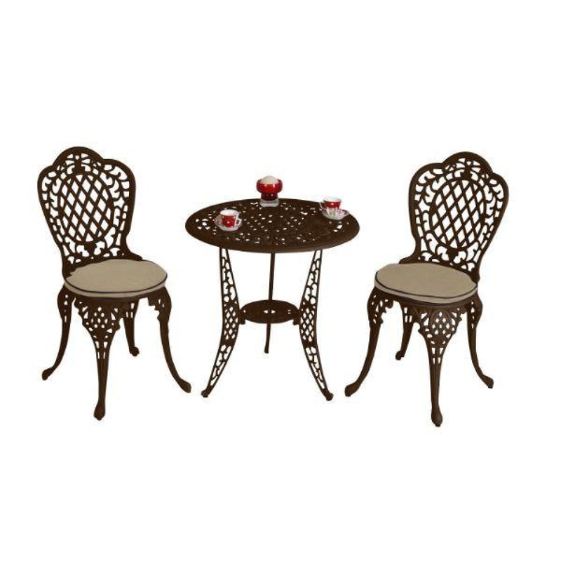 Murcia Bistro Cast Aluminum Furniture Set Hammered Bronze