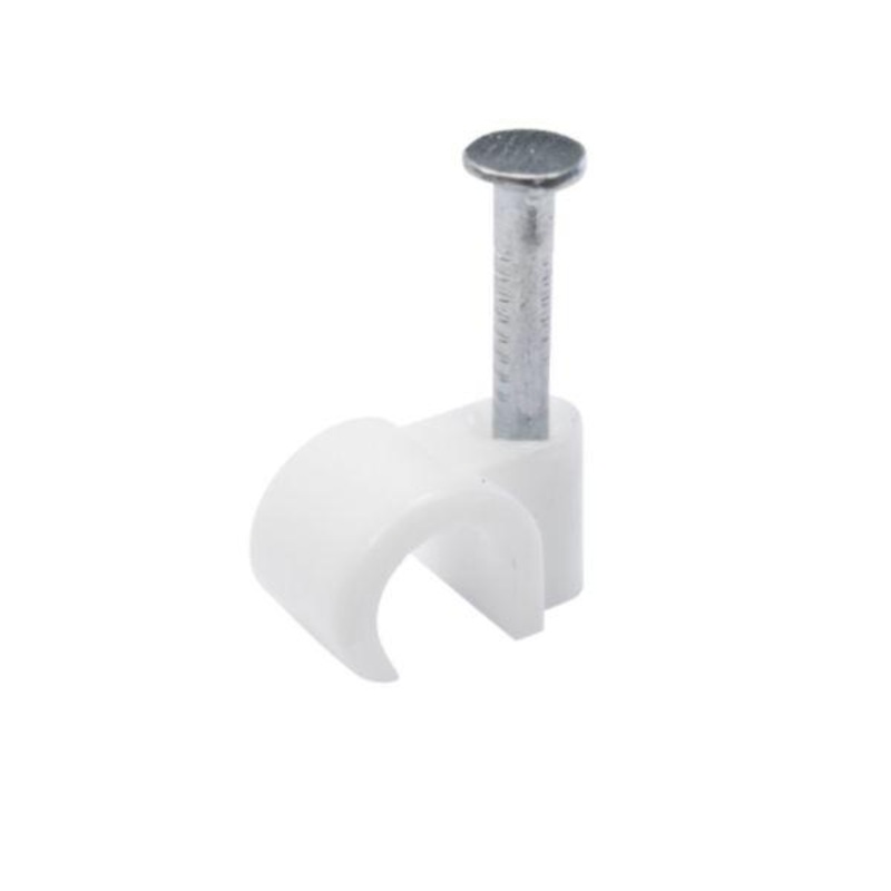 Round Cable Clips White 9mm
