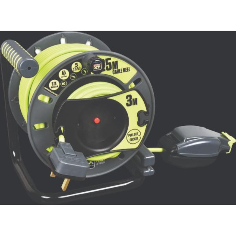 Single Socket Weatherproof Socket 25M+3M 13 Amp Reverse M Open Reel (Uk)