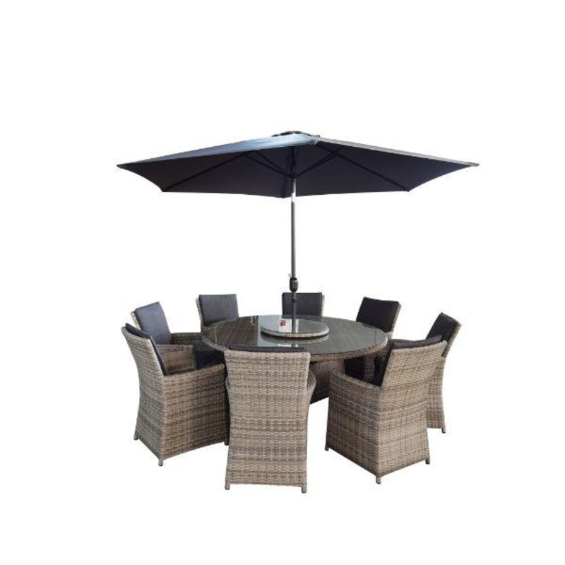 Madrid 8 Seater Rattan Outdoor Furniture Set with Parasol & Cover