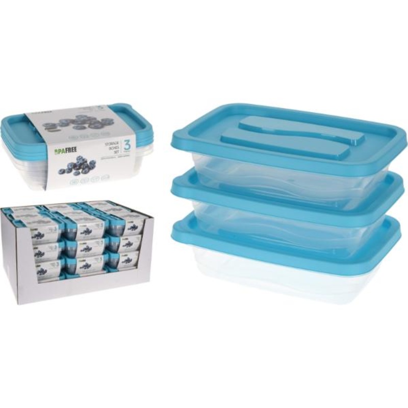 3 piece Storage Boxes 1020ml