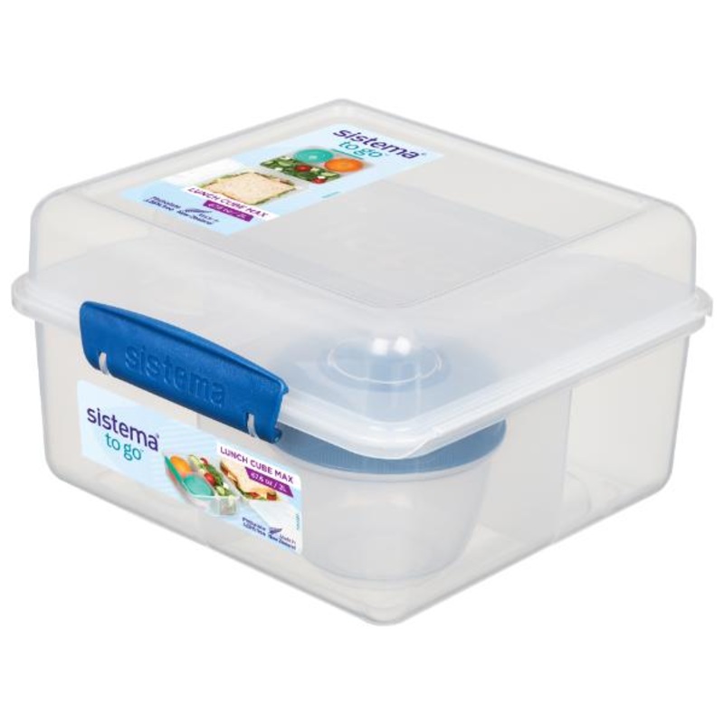 Sistema 2 Litre Lunch cube max with yoghurt pot – assorted colours