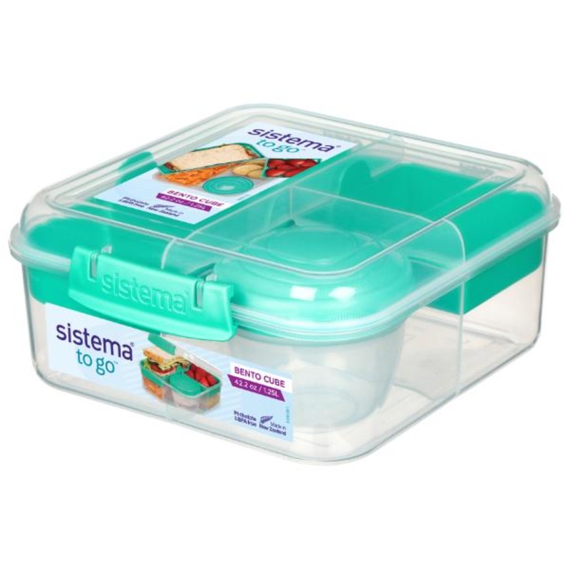Sistema Bento Cube To Go Clear With Coloured Clips