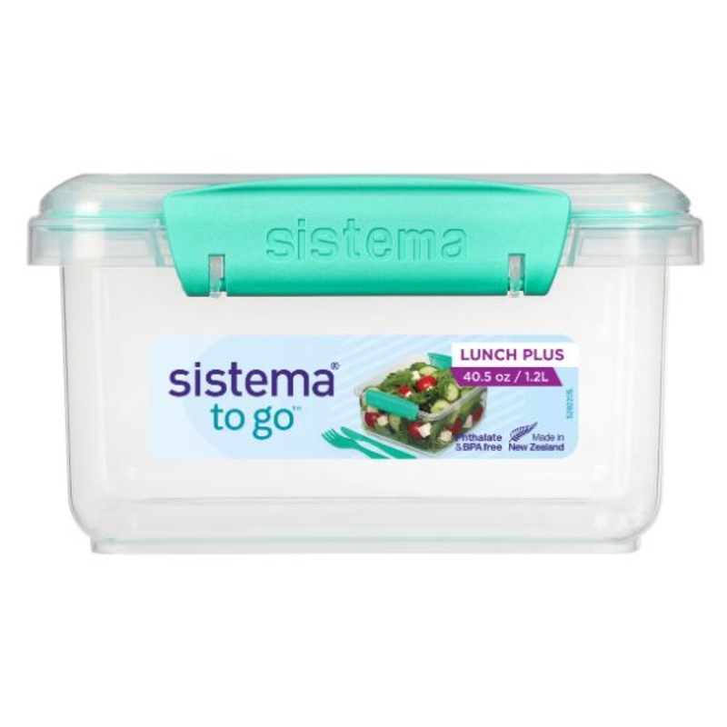 Sistema Lunch Plus to Go (with fork & knife) – Clear with Coloured Clips