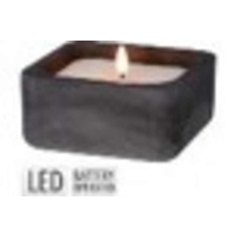 Candle In Black Concrete Pot Led