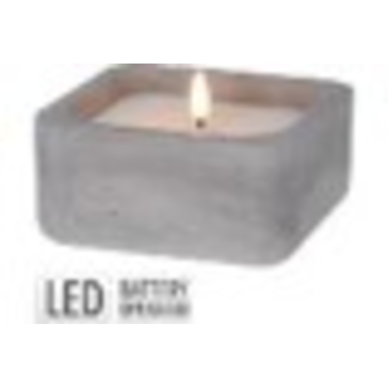 Candle In Grey Concrete Pot Led