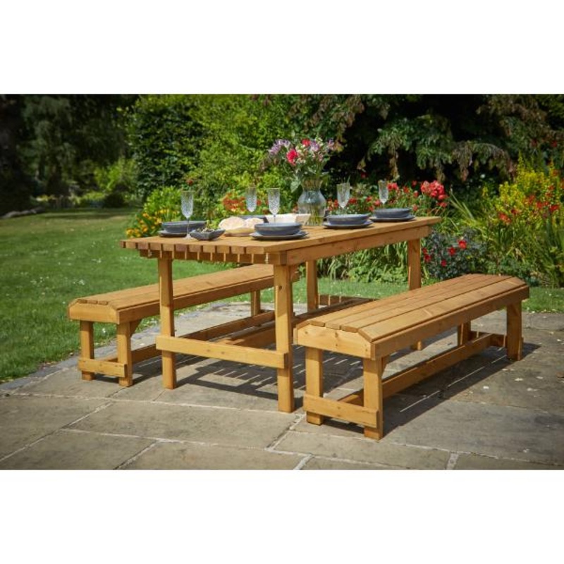 Tom Chambers Wooden Danby Table & Bench Set — 6 Seater