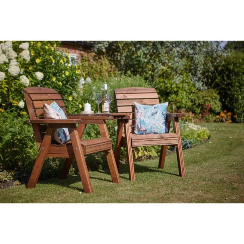 Tom Chambers Wooden Richmond Companion Seat with Coffee Table 2 Seater