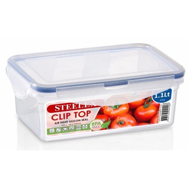 1.1Lt ‘Clip Top’ Food Box Steelex