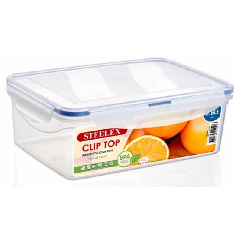 2.6Lt ‘Clip Top’ Food Box Steelex