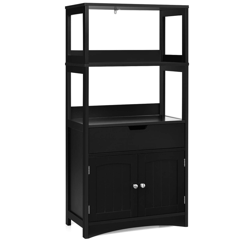 Bathroom Storage Cabinet with Drawer and Shelf Floor Cabinet, Black