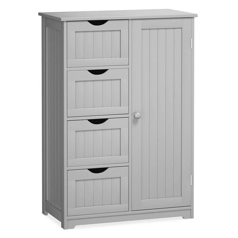 Standing Indoor Wooden Cabinet with 4 Drawers, Gray