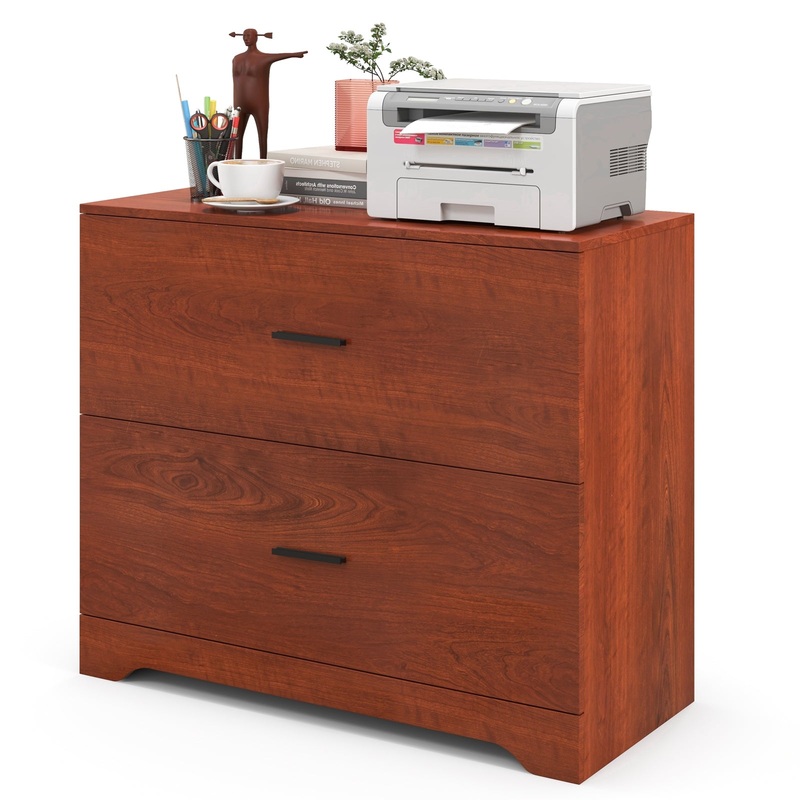 2-Drawer Lateral File Cabinet with Adjustable Bars for Home and Office, Walnut