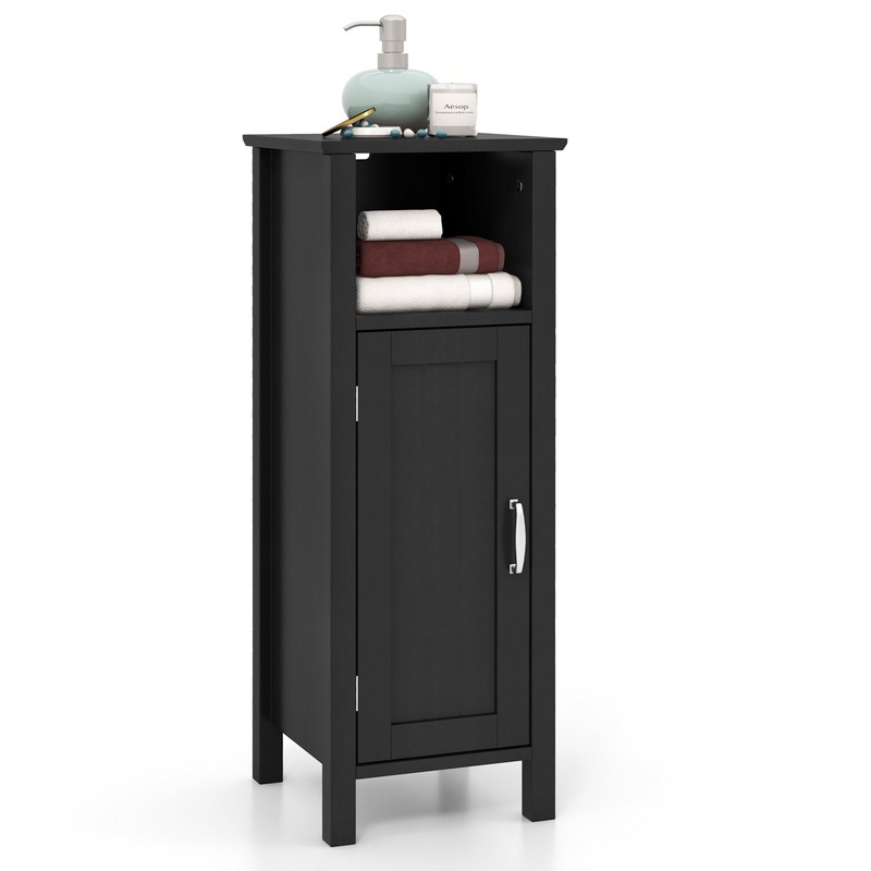 Bathroom Storage Organizer with 2-Tier Cabinet, Black