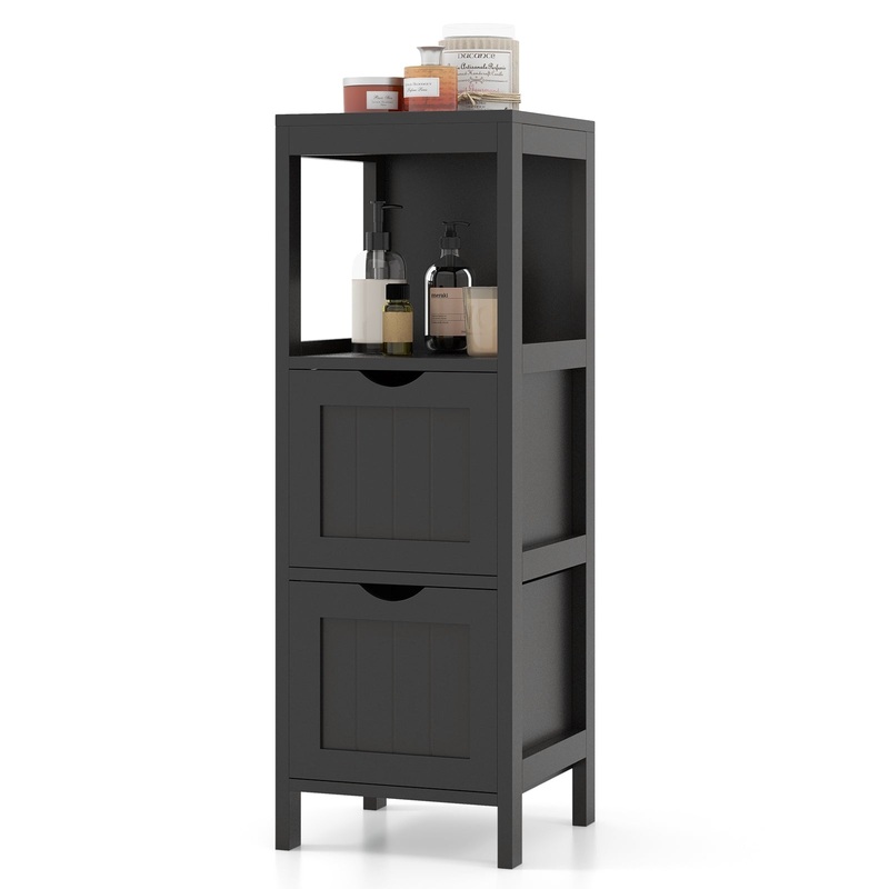 Freestanding Storage Cabinet with 2 Removable Drawers for Bathroom, Black