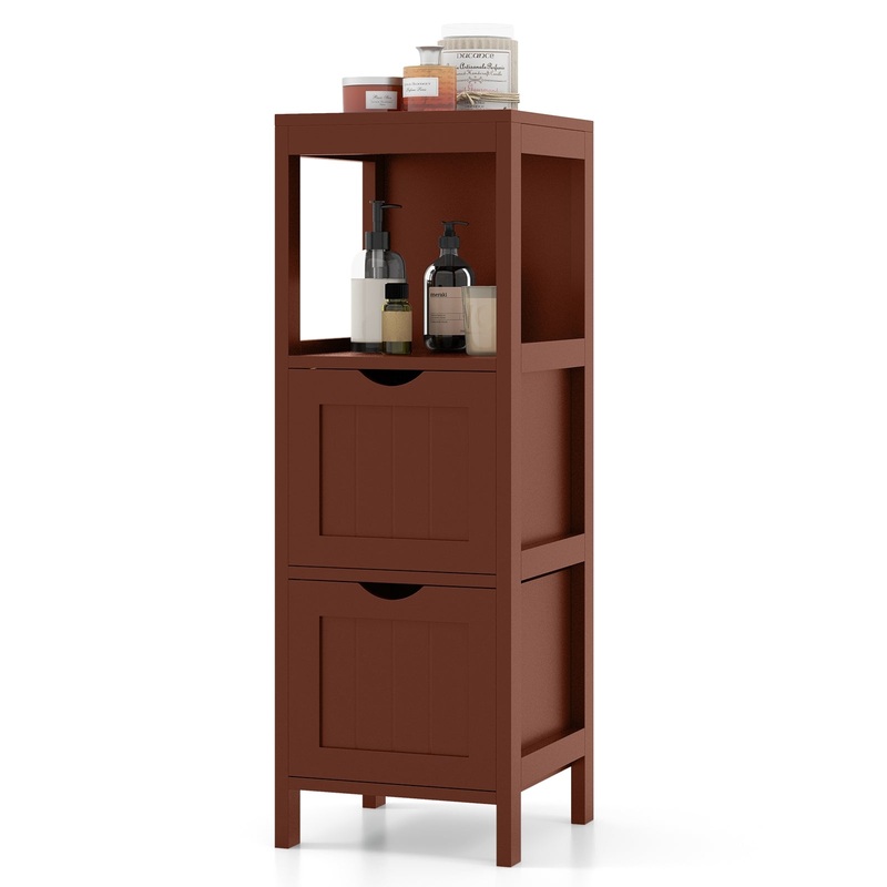 Freestanding Storage Cabinet with 2 Removable Drawers for Bathroom, Brown