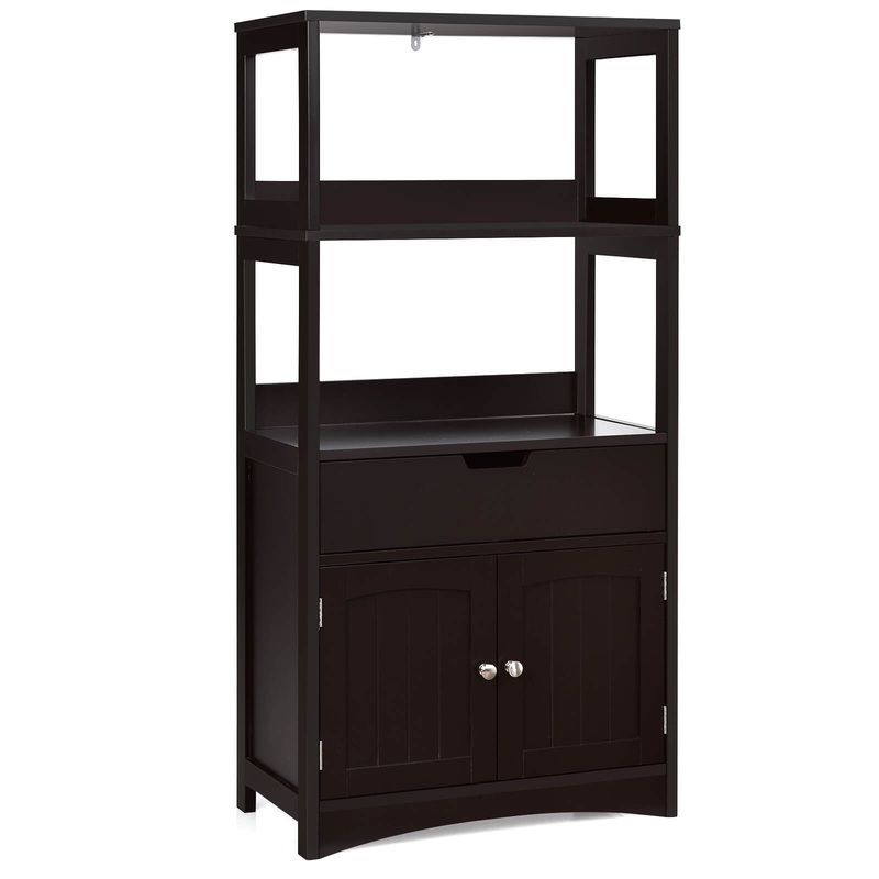 Bathroom Storage Cabinet with Drawer and Shelf Floor Cabinet, Dark Brown