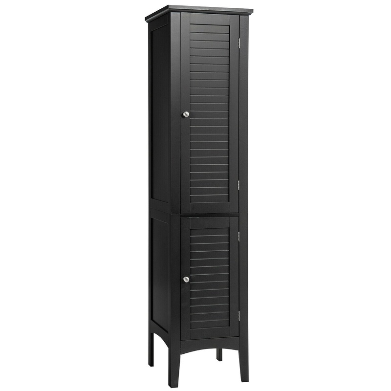 Freestanding Bathroom Storage Cabinet for Kitchen and Living Room, Black