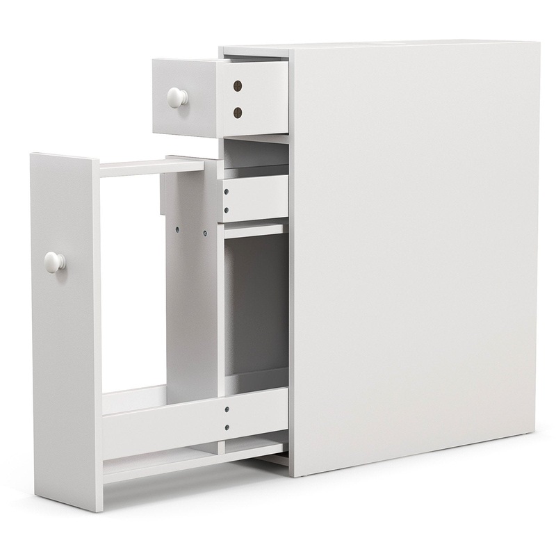 White Bathroom Cabinet Space Saver Storage Organizer, White