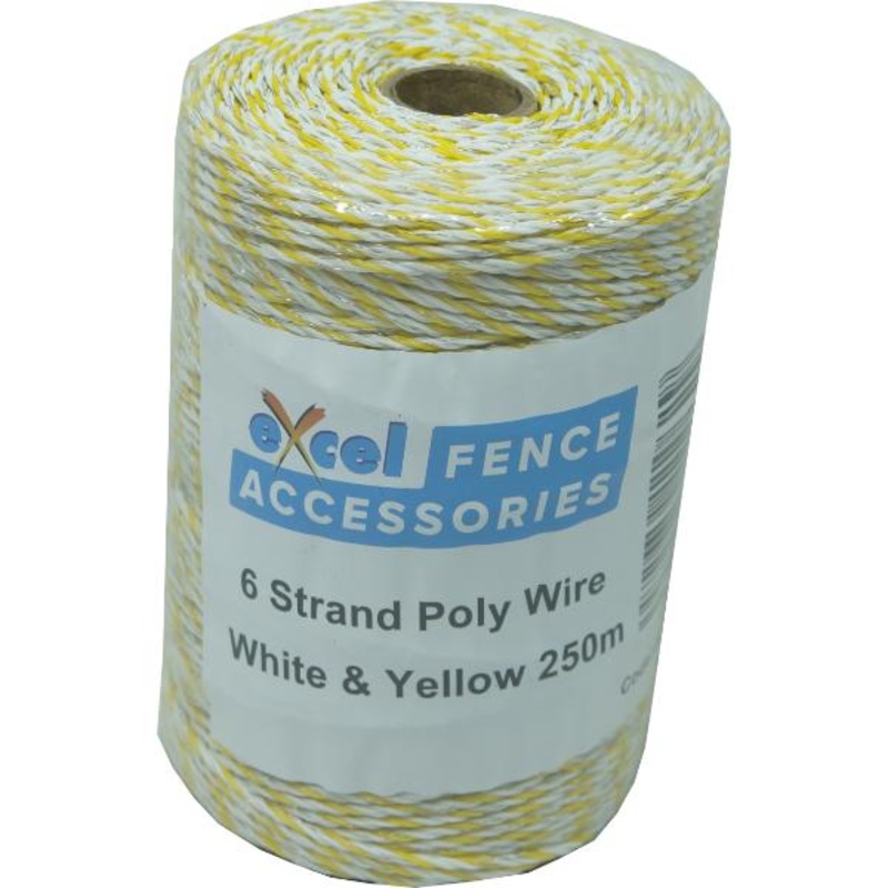 Excel 6 Strand Poly Electric Fence Wire White & Yellow 250M