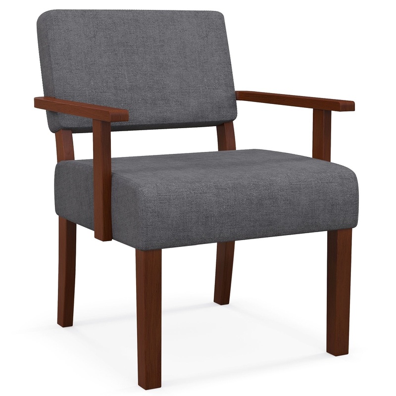 Linen Accent Chair Living Room Chair with Soft Padded Seat and Backrest, Gray
