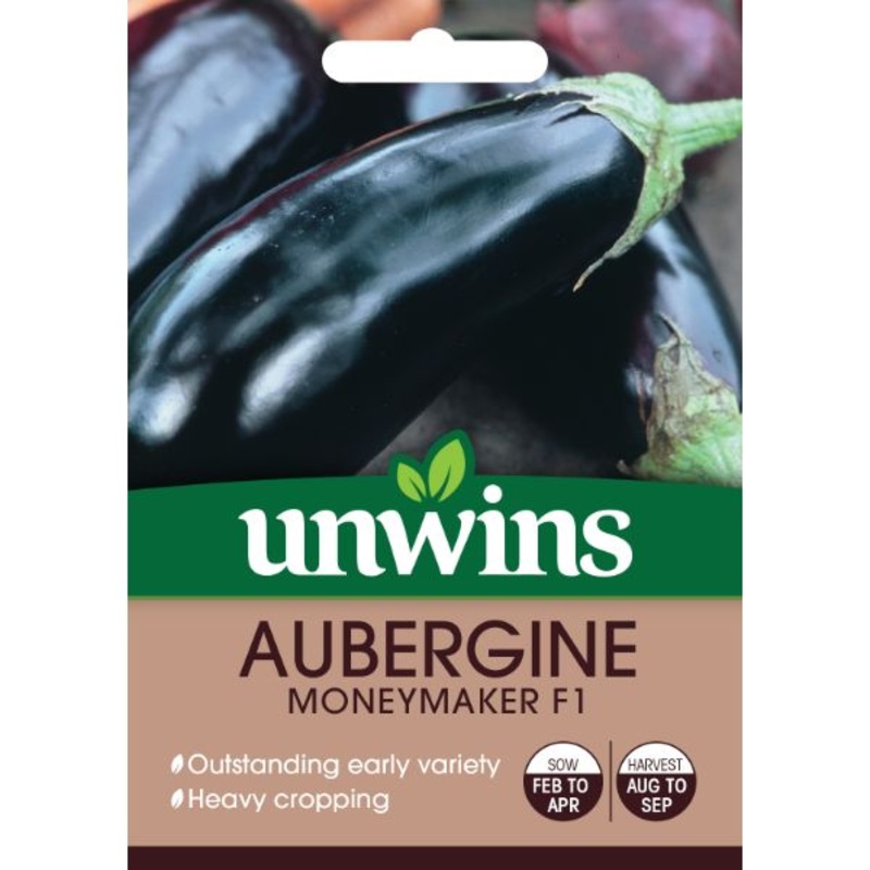 Unwins Seed Packet Aubergine Moneymaker F1
