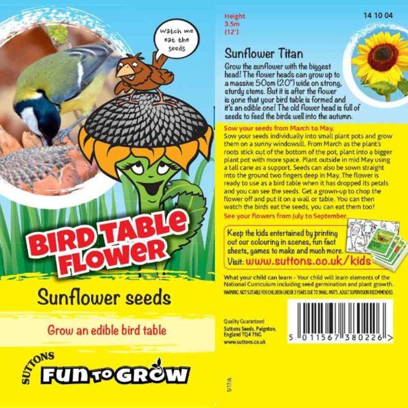 Fun to Grow – Bird Table Flower Sunflower Tital