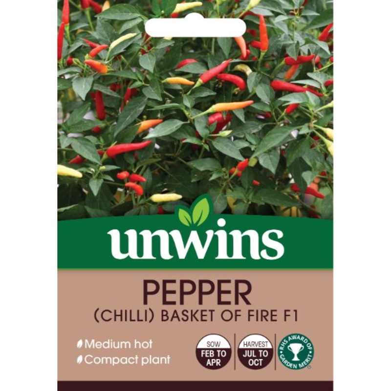 Unwins Seed Packet Pepper (Chilli) Basket Of Fire F1