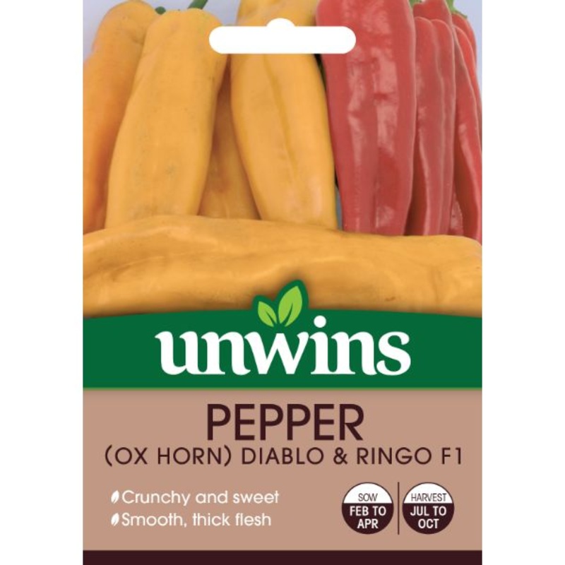 Unwins Seed Packet Pepper Ox Horn Diablo & Ringo F1