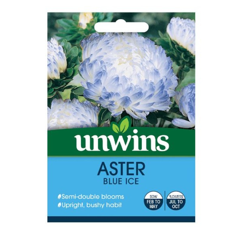 Unwins Seed Packet Aster Blue Ice