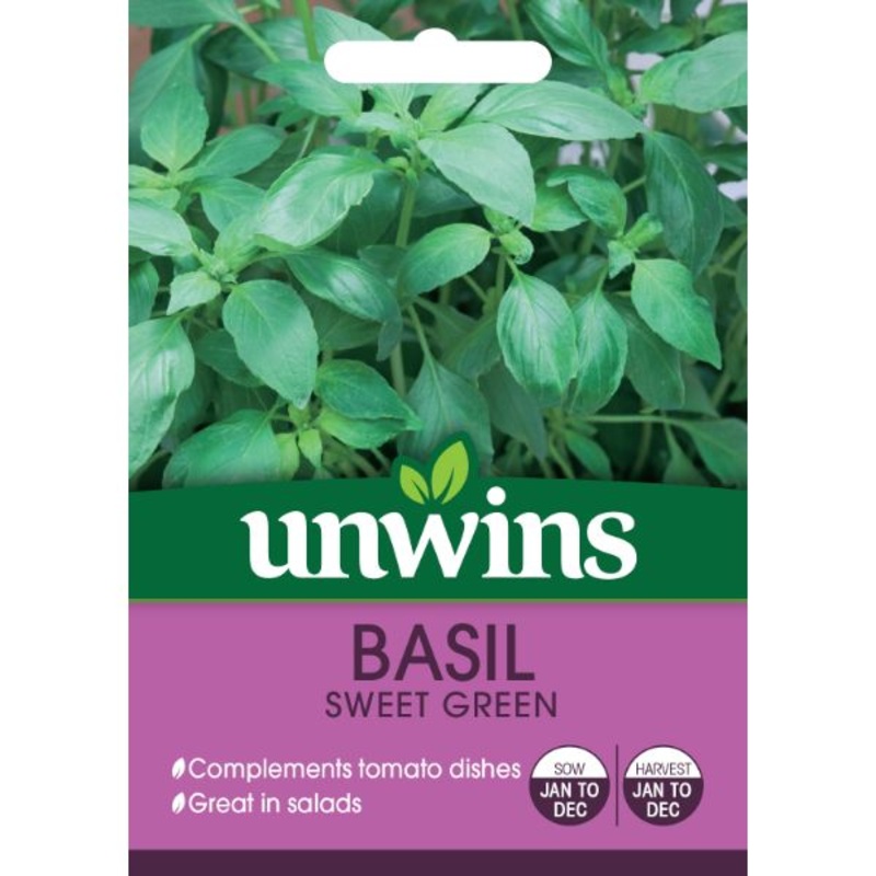 Unwins Seed Packet Herb Basil Sweet Green
