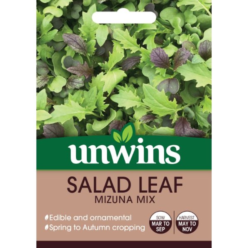 Unwins Seed Packet Salad Leaf Mizuna Mix