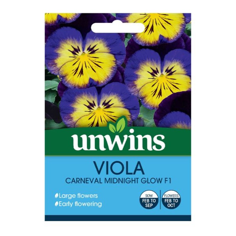 Unwins Seed Packet Viola Carneval Midnight Glow F1