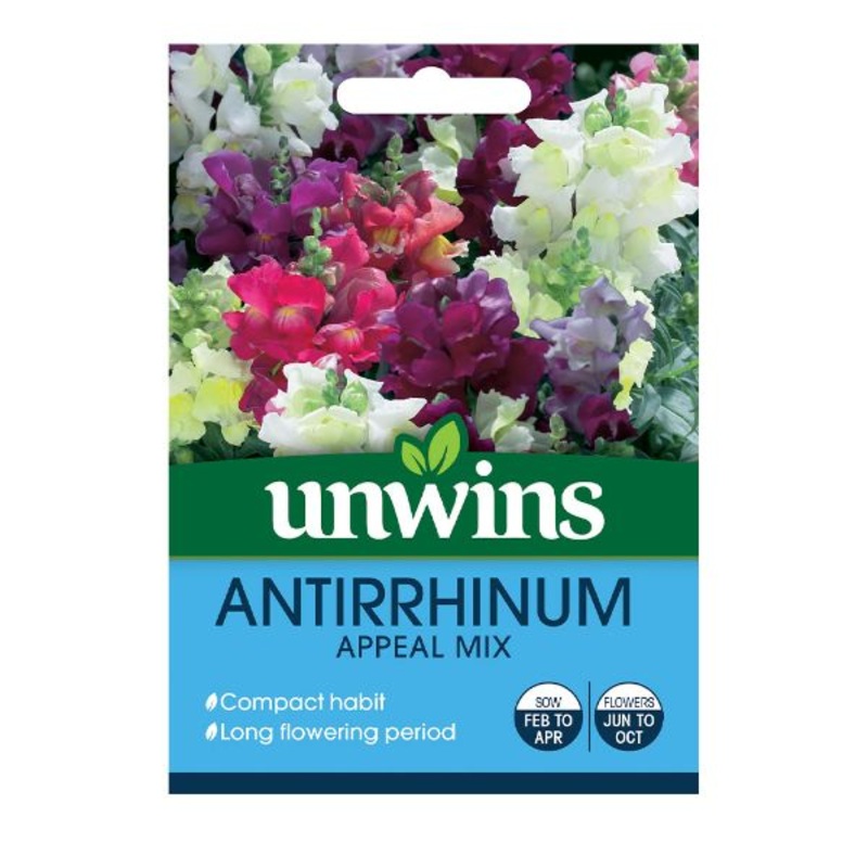 Unwins Seed Packet Antirrhinum Appeal Mix