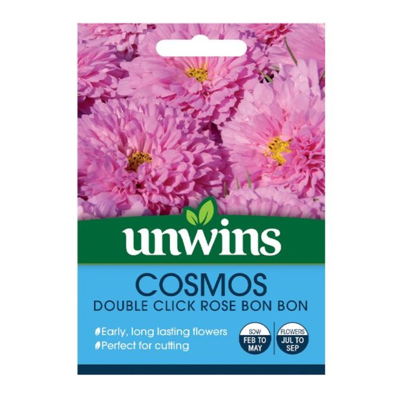 Unwins Seed Packet Cosmos Double Click Rose Bon Bon