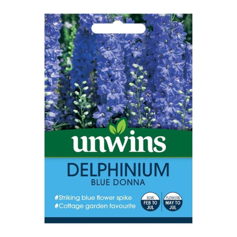 Unwins Seed Packet Delphinium Blue Donna
