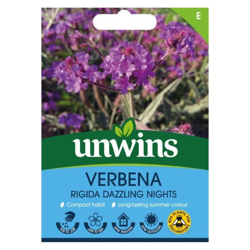 Unwins Seed Packet Verbena Rigida Dazzling Night
