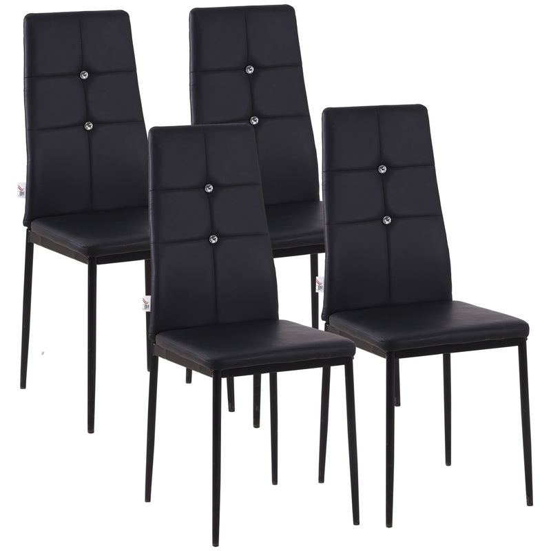 Modern Dining Chairs Set of 4, Upholstered High Back, Black