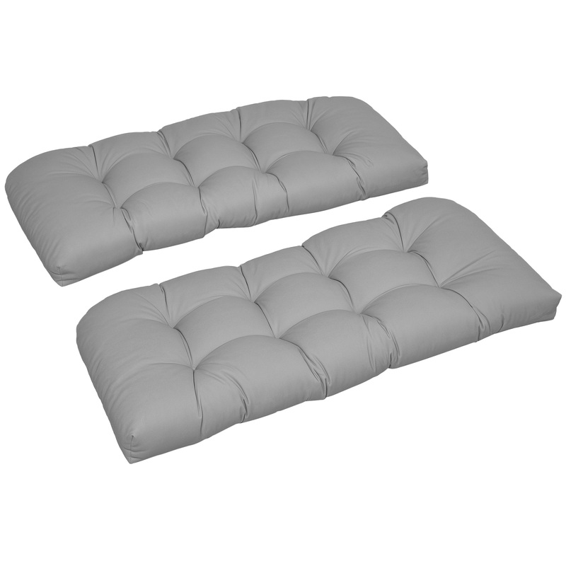 Set of 2 Patio Bench Replacement Cushions, 2 Seater Outdoor Loveseat Cushion Seat Pad, 43 x 19 x 3, Gray