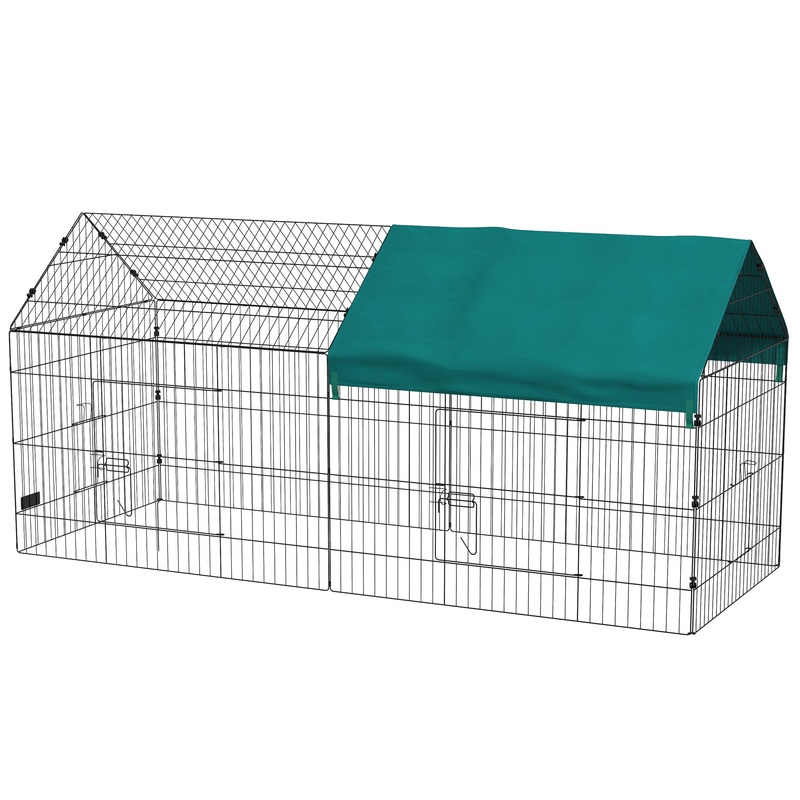 87 Small Animal Cage with Roof, Indoor/Outdoor Use, for Chicken, Rabbits, Chinchillas, Green