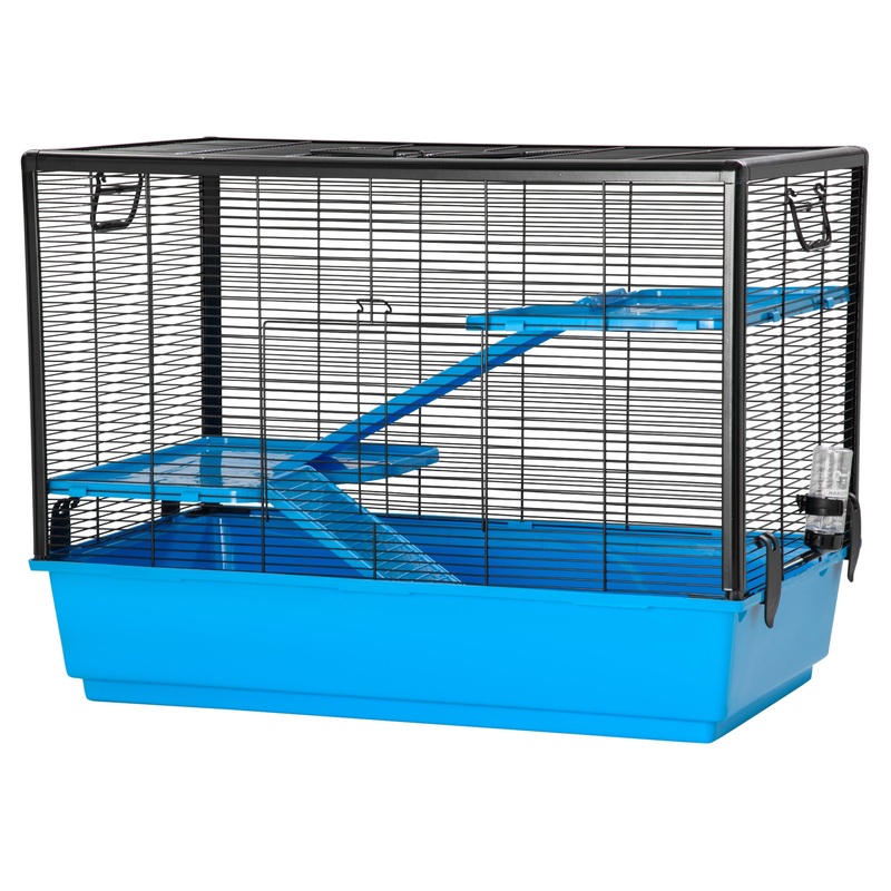 3-tier Hamster Cage, Guinea Pig Cage with Accessories Food Dish Water Bottle, Ramps, 31.5x19x 23, Light Blue