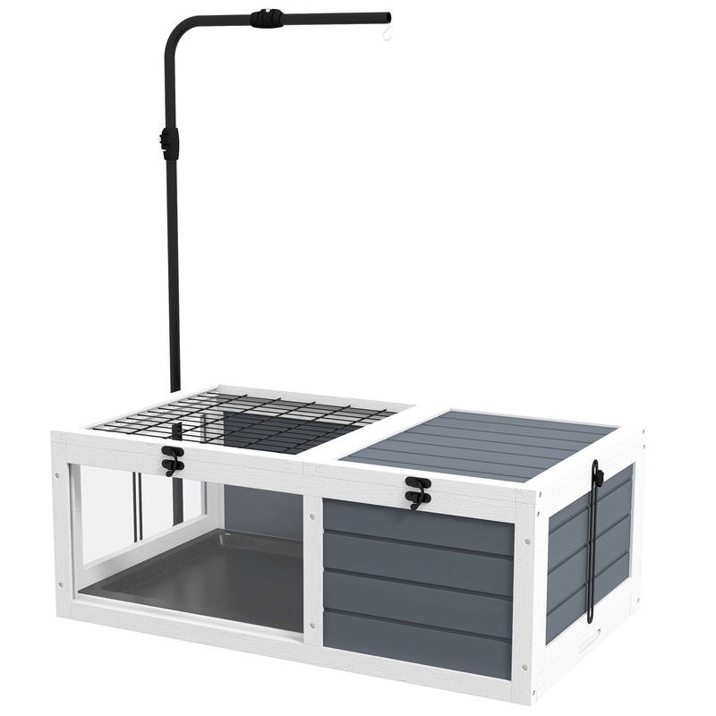 Tortoise House Wooden Tortoise Enclosure Indoor Outdoor with Adjustable Lamp Holder, Openable Lids, Pull-out Trays