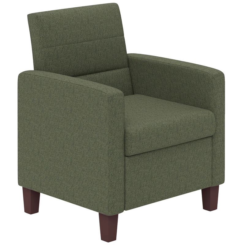 Fabric Accent Chair, Modern Armchair with Seat Cushion and Non-Slip Pads for Living Room, Bedroom, Dark Green