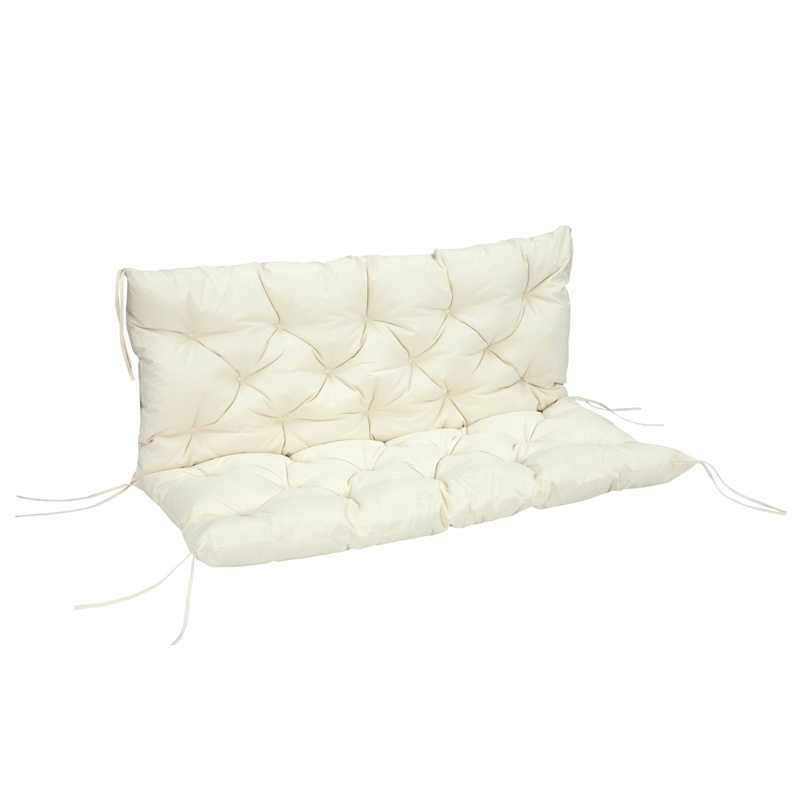 2 Seater Garden Bench Cushion, Thick Outdoor Non-Slip 2 Seater Soft Pad With Backrest for Garden Patio, 52 x 43 x 4, Beige