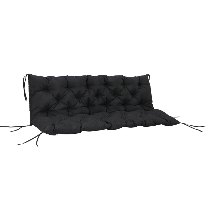 Porch Swing Cushion Garden Bench Cushion with Backrest, Non-Slip 3-Seater Thick Pad, Swing Chair Mat Replacement for Indoor and Outdoor, 59.1 x 38.6, Black